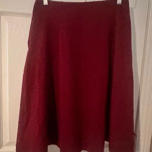 Red wool blend a line skirt